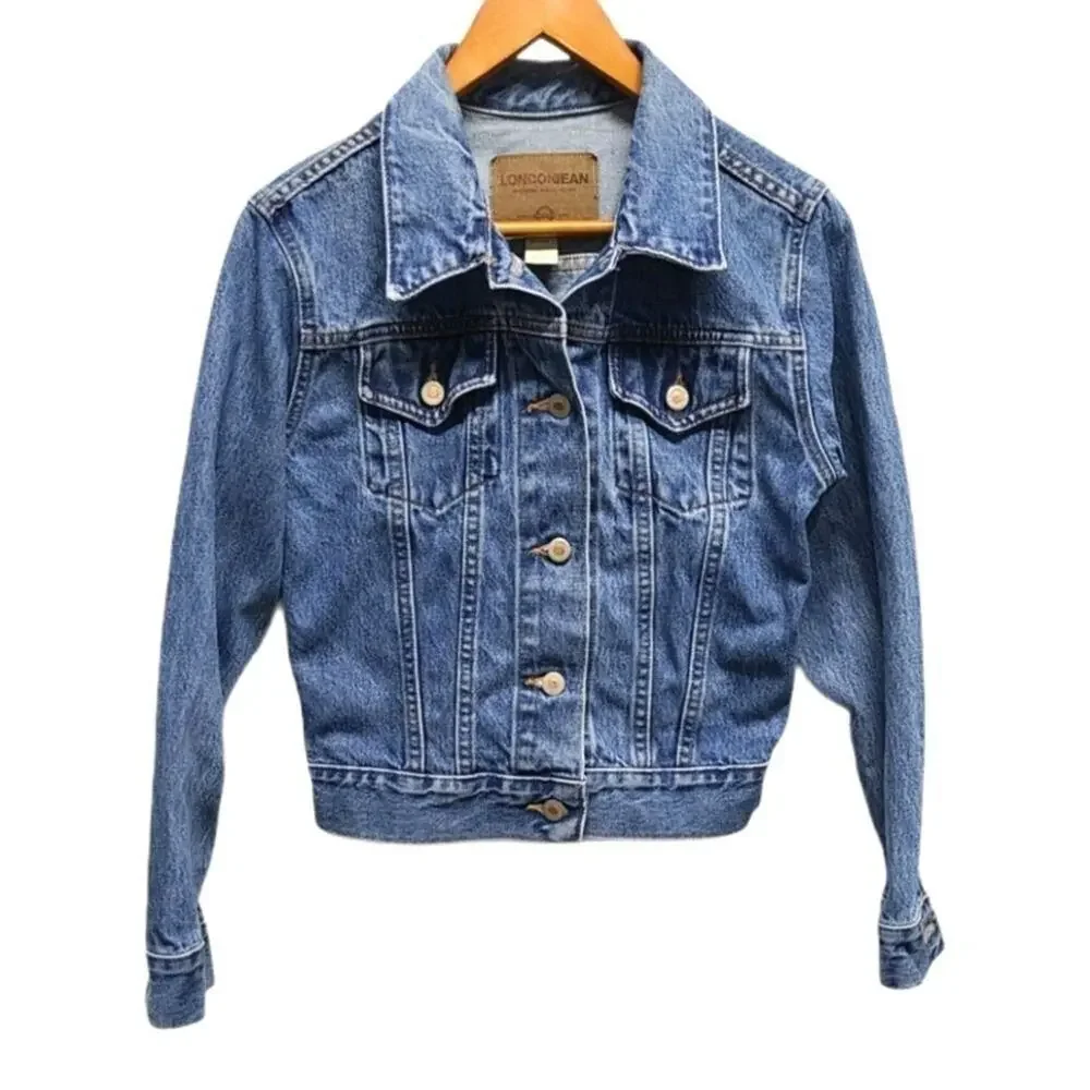 London Jean Womens Denim Jacket Size Small‎ Chest Pockets VTG Style - Picture 2 of 10